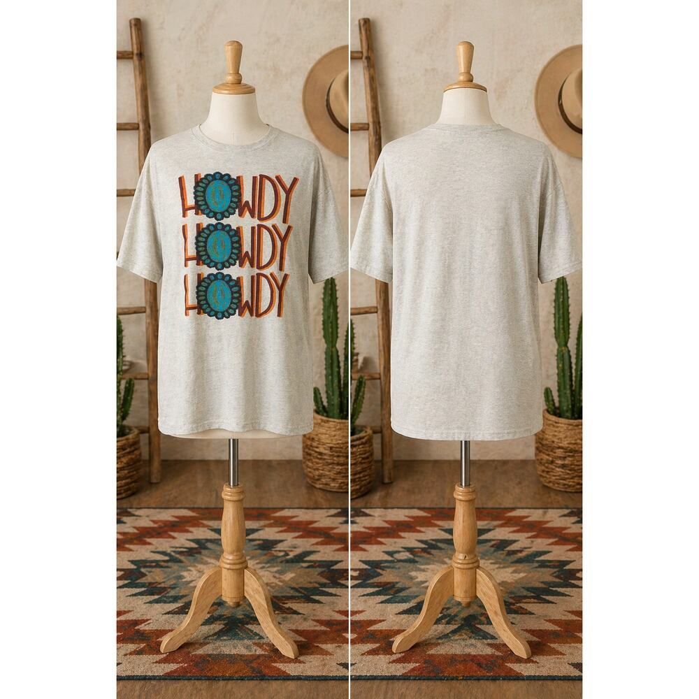 Vintage Style Howdy Graphic Tee Delta Pro Weight XL Western Shirt